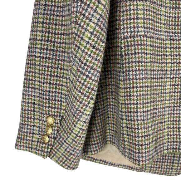 Talbots Classic Shetland Wool Blend Houndstooth Blazer Green Size 20W - Picture 9 of 11